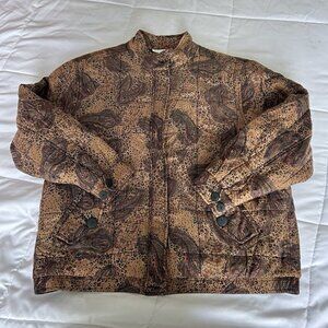 Vintage 90s Y2K Anna And Frank Brown Paisley Mens Medium Jacket Zip Up Silk